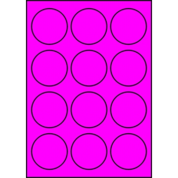 Etykiety A4 kolorowe Fi60 mm – różowy